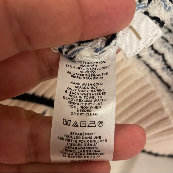 LOFT Tweed Blue and White Stripe Open Cardigan XS - Picture 4 of 7